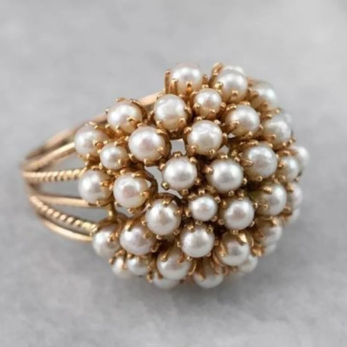 Bushy | Elegant Inlaid Pearl Ring