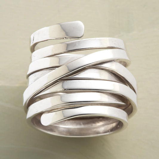 Bliss Chic Vintage Thick Layer Silver Ring