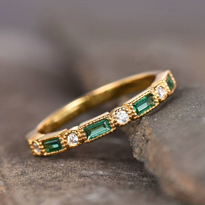 Alexa | Green Inlaid Zirconia Gold Ring